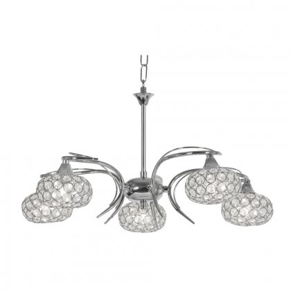 Oaks Lighting Toulon Crystal 5 Light Chandelier Chrome