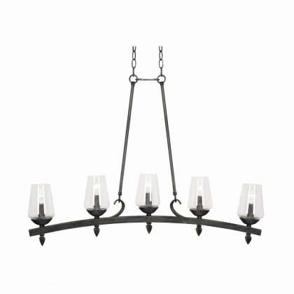 Oaks Lighting Corfe 5 Light Chandelier Black Silver Metallic