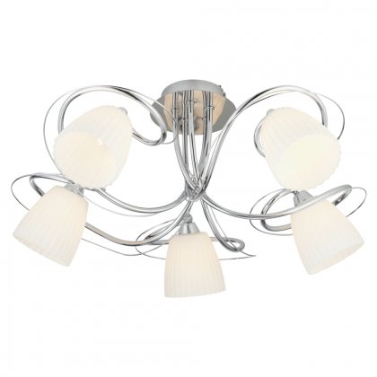 Oaks Lighting Leke 5 Arm Semi-Flush Ceiling Light Chrome