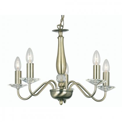 Oaks Lighting Vesta 5 Light Chandelier Antique Brass