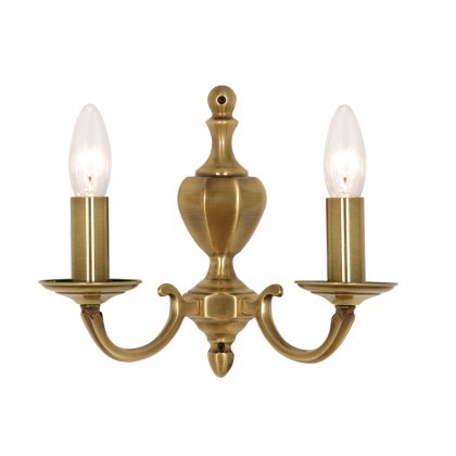 Oaks Lighting Carter Double Wall Light Antique Brass