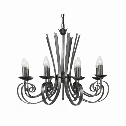 Oaks Lighting Arundel 8 Light Chandelier Black Silver Painted