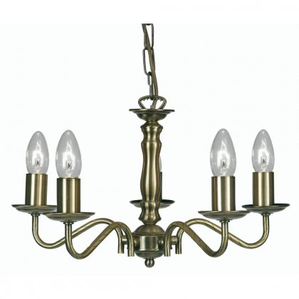 Oaks Lighting Nador 5 Light Chandelier Antique Brass