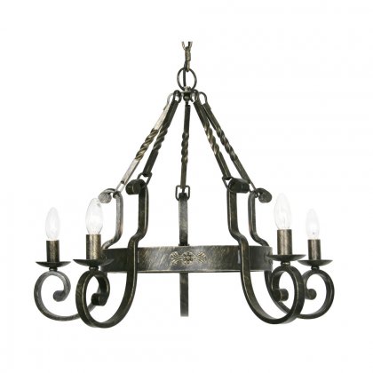 Oaks Lighting Carlisle 5 Light Chandelier Black Brushed Gold