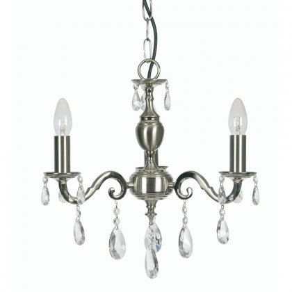 Oaks Lighting Risborough 3 Light Chandelier Satin Nickel