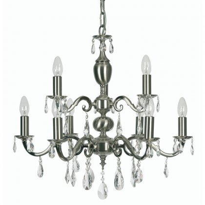 Oaks Lighting Risborough 9 Light Chandelier Satin Nickel