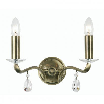 Oaks Lighting Cobra 2 Arm Wall Light Antique Brass