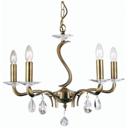 Oaks Lighting Cobra 5 Light Large Chandelier Antique Brass