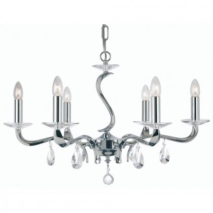 Oaks Lighting Cobra 6 Light Chandelier Chrome