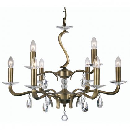 Oaks Lighting Cobra 9 Light Chandelier Antique Brass