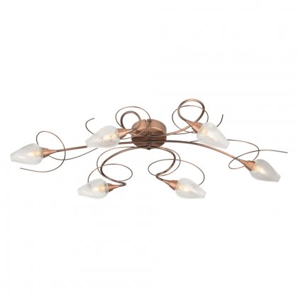 Oaks Lighting Lugh 6 Arm Semi-Flush Ceiling Light Copper