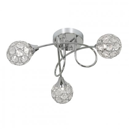 Oaks Lighting Lana 3 Arm Semi-Flush Ceiling Light Chrome