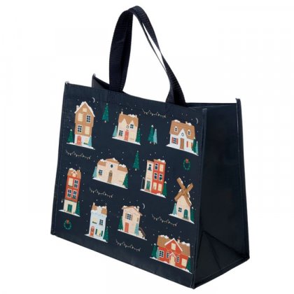 Puckator Christmas Village RPET Reusable Shopping Bag