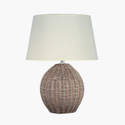 Pacific Lifestyle Raffles Small Rattan Cream Wash Table Lamp with Cream Shade