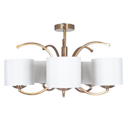Pacific Lifestyle Arcadia Metal Curved 5 Arm Semi Flush Pendant - Satin Brass