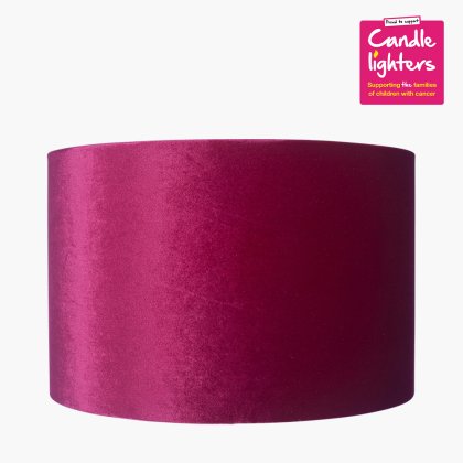 Pacific Lifestyle Bow Velvet Cylinder Lampshade 35cm - Raspberry