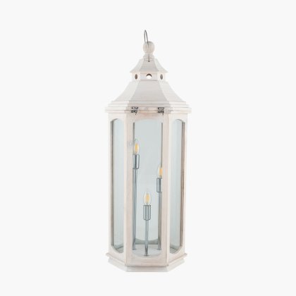 Pacific Lifestyle Adaline Wood Lantern Floor Lamp - White Wash