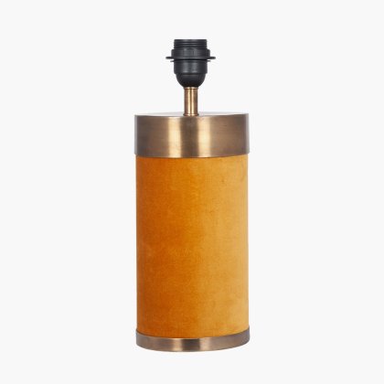 Pacific Lifestyle Dempsey Velvet and Antique Gold Metal Table Lamp Base - Mustard