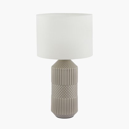 Pacific Lifestyle Meribel Geo Textured Tall Ceramic Table Lamp - Grey