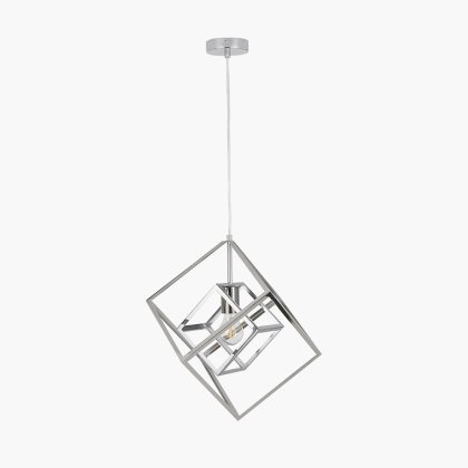 Pacific Lifestyle Alessio Metal Cube Pendant - Shiny Nickel