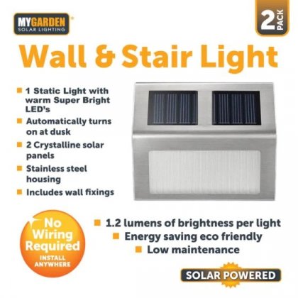 My Garden Solar 2pk Wall & Stair Light