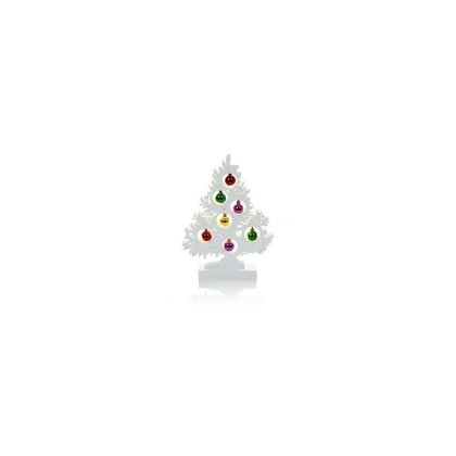 Premier Decorations Battery Operated White Wood Tree with Coloured Baubles 34cm