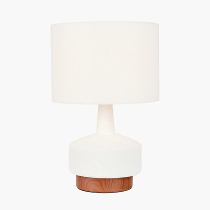 Pacific Lifestyle Elio White and Wood Effect Textured Ceramic Table Lamp