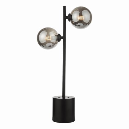 Dar Spiral 2 Light Table Lamp Matt Black with Smoked Glass