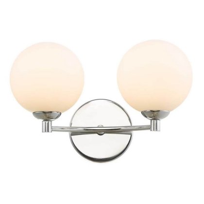 Dar Izzy 2 Light Wall Light Chrome with Small Opal Glass