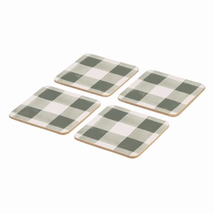 Woodbury Lane Set of 4 Cork Backed Coasters - Gingham