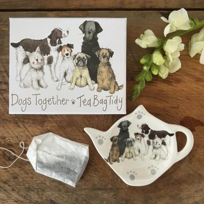 Alex Clark Tea Bag Tidy - Dogs Together