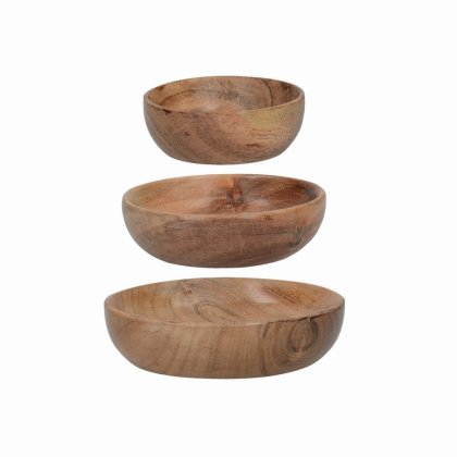 Artes Set of Three Acacia Wood Serving Bowls