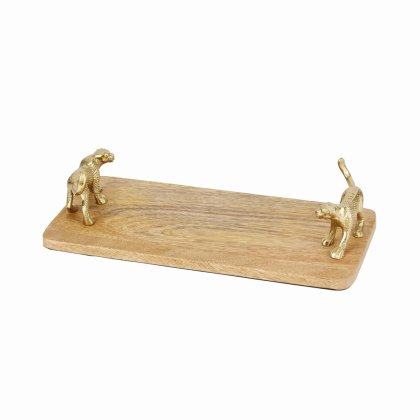 Artes Rectangular Serving Board with Leopard Handles