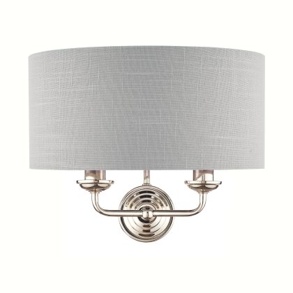 Laura Ashley Sorrento 2 Light Wall Light Polished Nickel with Silver Shade