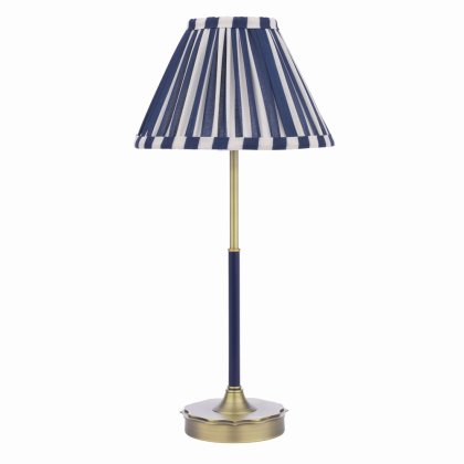 Laura Ashley Denwick Table Lamp Matt Antique Brass and Satin Blue with Shade