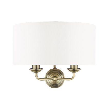 Laura Ashley Sorrento 2 Light Wall Light Antique Brass with Ivory Shade