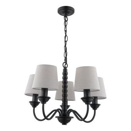 Laura Ashley Norbury 5 Light Armed Pendant Matt Black with Shade
