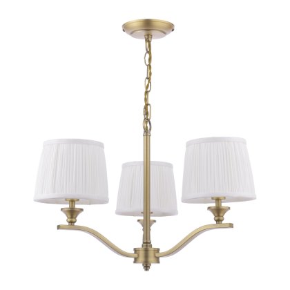 Laura Ashley Hemsley 3 Light Armed Pendant Matt Antique Brass with Shade