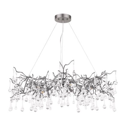 Laura Ashley Willow 5 Light Pendant Satin Pewter and Crystal