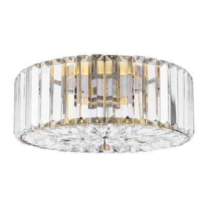 Laura Ashley Fernhurst 3 Light Flush Crystal and Antique Brass