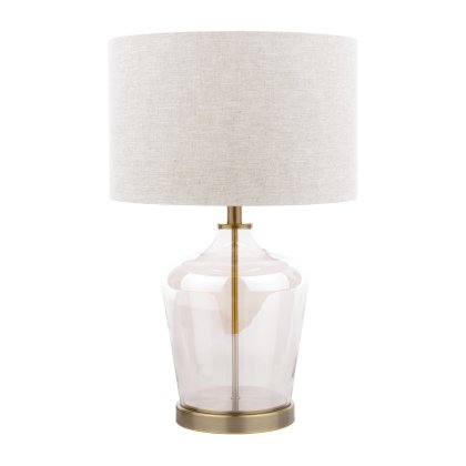 Laura Ashley Ockley Table Lamp Antique Brass and Champagne Glass with Shade