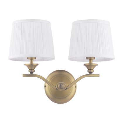 Laura Ashley Hemsley 2 Light Wall Light Matt Antique Brass with Shade