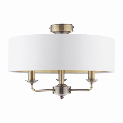 Laura Ashley Sorrento 3 Light Semi-Flush Antique Brass with Ivory Shade