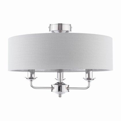 Laura Ashley Sorrento 3 Light Semi-Flush Polished Nickel with Silver Shade