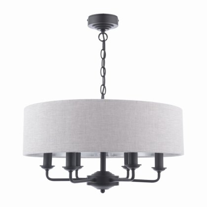Laura Ashley Sorrento 6 Light Shadelier Matt Black with Natural Shade