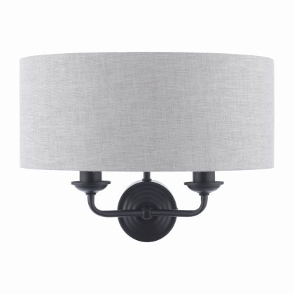 Laura Ashley Sorrento 2 Light Wall Light Matt Black with Natural Shade