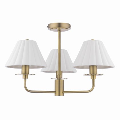 Laura Ashley Mixbury 3 Light Semi-Flush Matt Antique Brass and White Ceramic