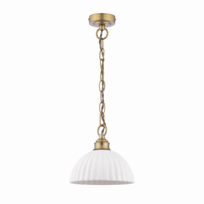 Laura Ashley Durford Pendant Matt Antique Brass and White Ceramic