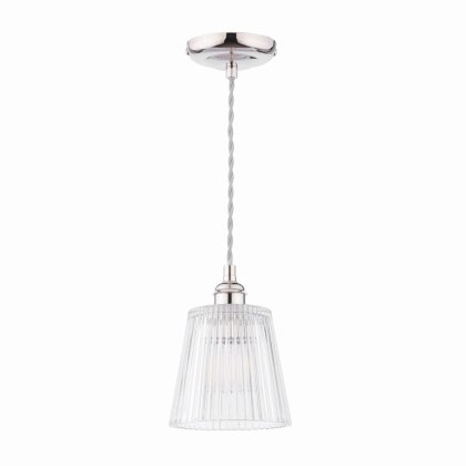 Laura Ashley Callaghan Pendant Polished Nickel and Ribbed Glass