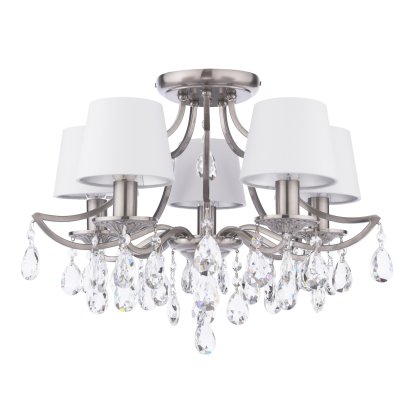 Laura Ashley Enstone 5 Light Semi-Flush Polished Nickel and Crystal with Shade
